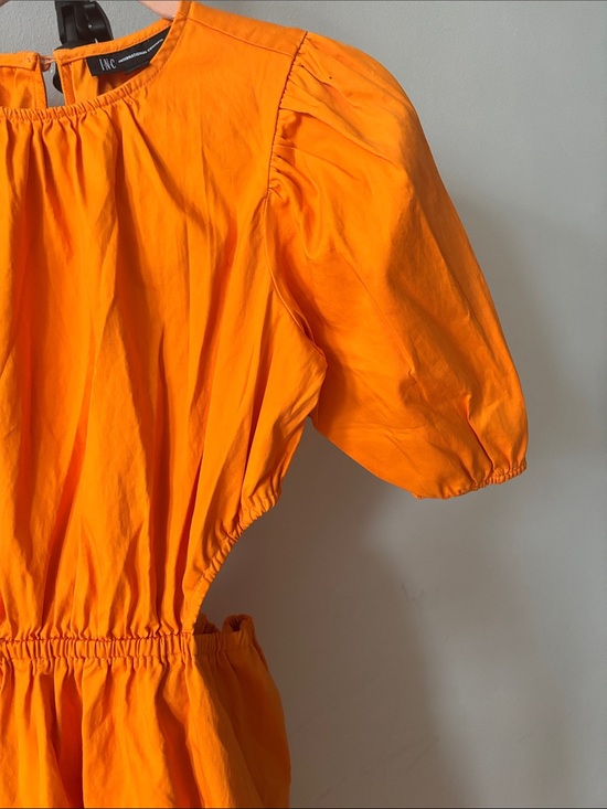 INC International Concepts Dresses & Skirts - INC International Concepts Orange Cutout Puff Sleeve Cotton Midi Dress